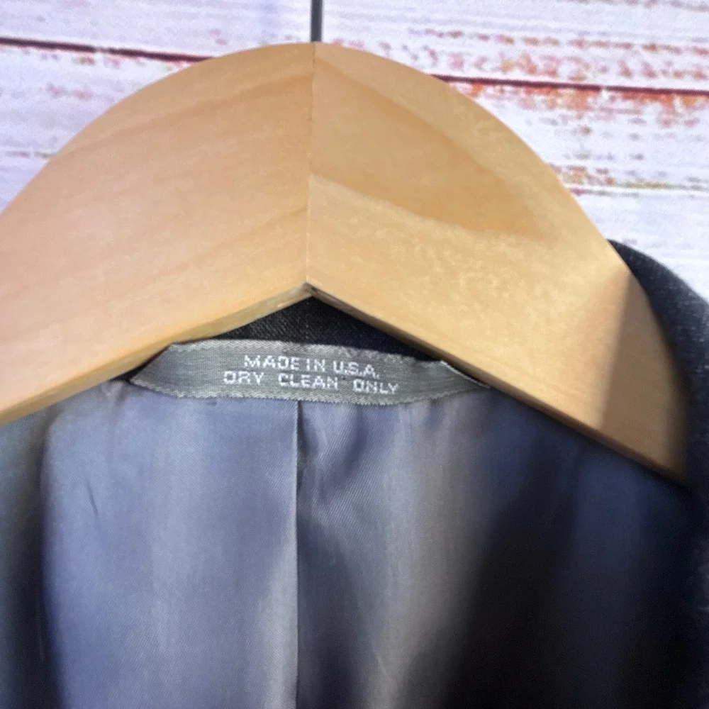 Vintage Double Breasted Blazer 48L Wide Lapel Peak Gray Pinstripe Tailored Mob